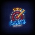 Darts Tournament Neon Signs Style Text Vector Royalty Free Stock Photo