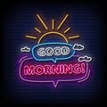 Good Morning Neon Signs Style Text Vector Royalty Free Stock Photo