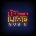 Live Music Neon Signs Style Text Vector Royalty Free Stock Photo