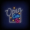 Open Late Neon Sign On Brick Wall Background Vector Royalty Free Stock Photo