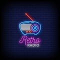 Retro Radio Logo Neon Signs Style Text Vector Royalty Free Stock Photo