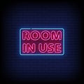 Neon Sign room in use with brick wall background vector Royalty Free Stock Photo