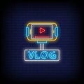 Vlog Neon Signs Style Text Vector