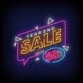 Year End Sale Neon Signs Style Text Vector Royalty Free Stock Photo