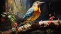 Unique Northern Flicker: A Realistic Portrait In Crayon And Oil Painting
