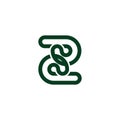 Unique number two green geometric loop linear logo vector