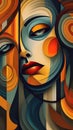 unique painting overlapping shapes of a beautiful female Generative AI