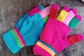 a unique pair of colorful gloves in bright colors