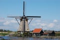 Unique panoramic view on windmills in Kinderdijk, Holland Royalty Free Stock Photo