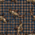 A unique pattern combining fierce watercolor sharks with a classic houndstooth (chicken foot) background Royalty Free Stock Photo