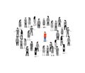 Unique person in crowd vector concept. People group unique person team leader winner alone Royalty Free Stock Photo