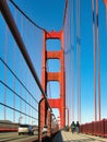 A unique perspective of San Francisco Golden Gate Bridge showing the pedestrian walkway Royalty Free Stock Photo