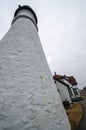 Unique portrait view of the Portland Head Lighthouse in Portland Maine