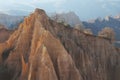 A unique pyramid shaped mountains cliffs in Bulgaria, near Melnik town.