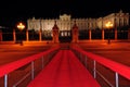 Unique and rare midnight composition of royal palace of Madrid Royalty Free Stock Photo