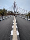 Unique red bridge in Boyolali, Indonesia Royalty Free Stock Photo