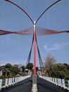 Unique red bridge in Boyolali, Indonesia Royalty Free Stock Photo