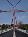 Unique red bridge in Boyolali, Indonesia Royalty Free Stock Photo