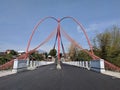 Unique red bridge in Boyolali, Indonesia Royalty Free Stock Photo