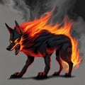 red fire flaming wolf illustration background