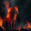 red fire flaming wolf illustration background