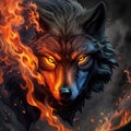 red fire flaming wolf illustration background