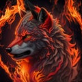 red fire flaming wolf illustration background