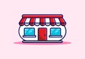 Unique red pink store building Royalty Free Stock Photo