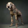 Unique Renaissance Perspective: Dog Wearing Human Legs In Majestic Fashion Suit