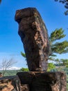 Balancing rock formation at Devil`s Lake