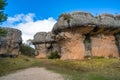 Unique rock formations in La Ciudad Encantada or Enchanted City natural park near Cuenca, Castilla la Mancha, Spain Royalty Free Stock Photo