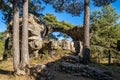 Unique rock formations in La Ciudad Encantada or Enchanted City near Cuenca, Spain, Castilla la Mancha Royalty Free Stock Photo