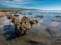 Unique rocks on Fanore beach, county Clare, Ireland, Sunny day, Cloudy blue sky, Atlantic ocean, landscape. Nobody