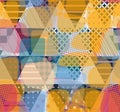 Unique seamless patchwork pattern with transparent patchs. Geometric ornament in vector Royalty Free Stock Photo