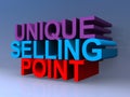 Unique selling point on blue Royalty Free Stock Photo