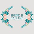 Unique Shape of spring calling card template, with cute leaf and flower frame. Vector