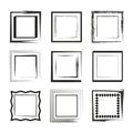 Unique square frames collection. Varied artistic borders. Geometric shapes and styles. Vector illustration. EPS 10. Royalty Free Stock Photo