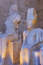 Unique statues in artificial lighting (Luxor, Egypt)