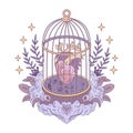 A flat style illustration representing caged heart Royalty Free Stock Photo