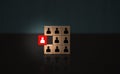 Unique Team member business unique leader concept the importance of individual in a business group. Red wood block icon typical Royalty Free Stock Photo