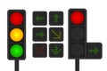 Set of LED traffic lights with arrow traffic lights