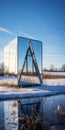 Geometry-inspired Mirror House In A Field Of Ice Royalty Free Stock Photo