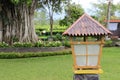 Unique Traditional Lampshade in Garden with Tree and Garden Background