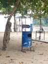 A unique trash can on the beach Royalty Free Stock Photo