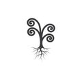 unique tree roots vector icon illustration design