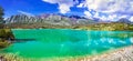 Unique turquoise lake Lago di Castel San Vincenzo in Molise, Italy Royalty Free Stock Photo