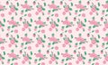 Unique valentine pink flower pattern, with leaf and flower simple drawing