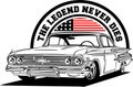 AMERICAN CLASSIC AND MUSCLE CARS LOGO CHEVROLET IMPALA WITH AMERICAN FLAG