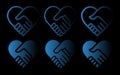 Interconnected Heart and Handshake Icons - Vector Set for Health and Partnership