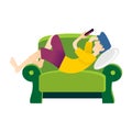 Laying on the couch image vector